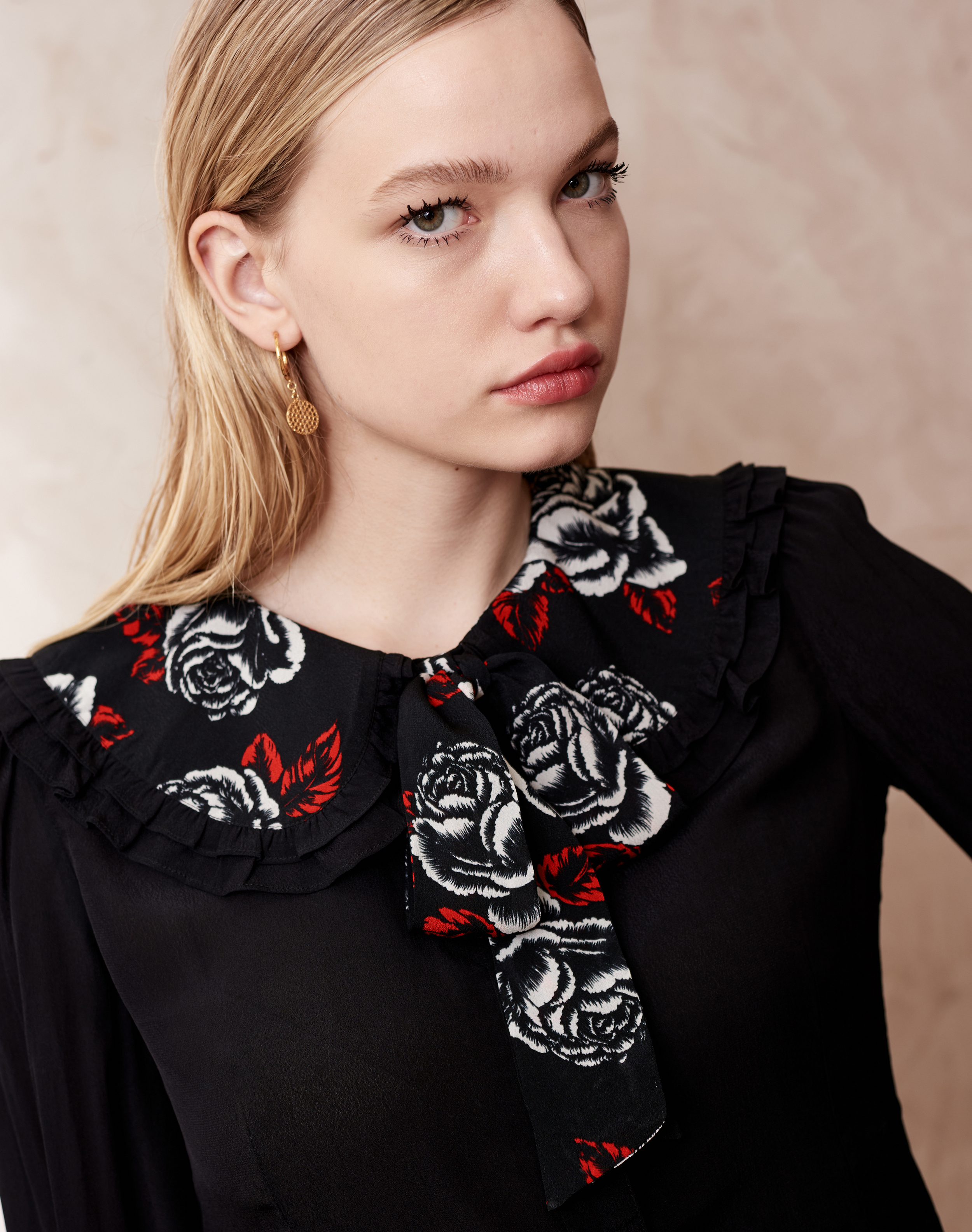 The Rose Patchwork Blouse Black & ruby
