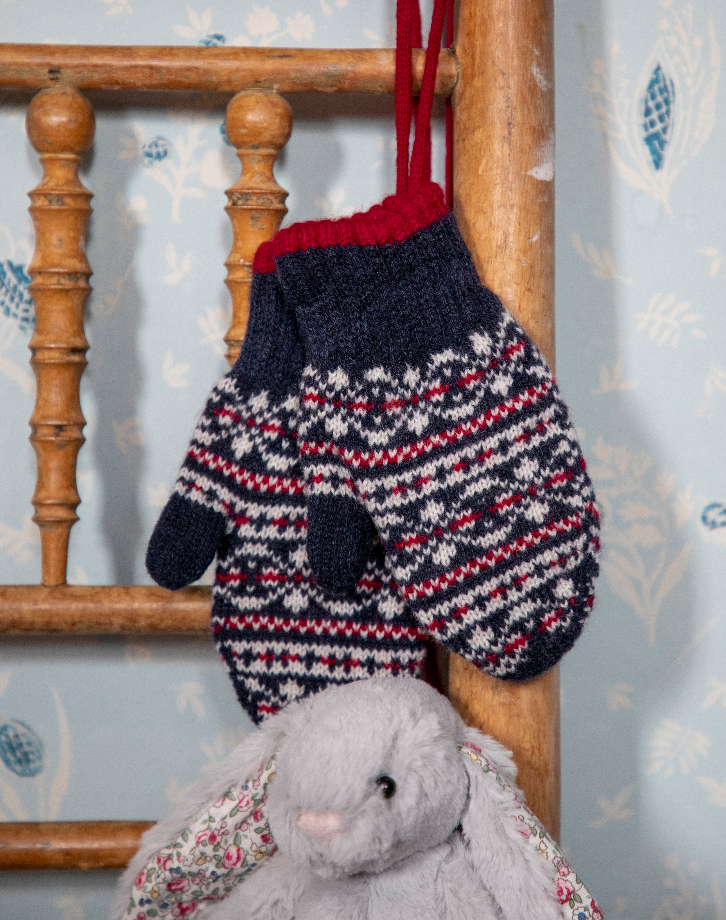 Cashmere Fair Isle Mittens French Navy