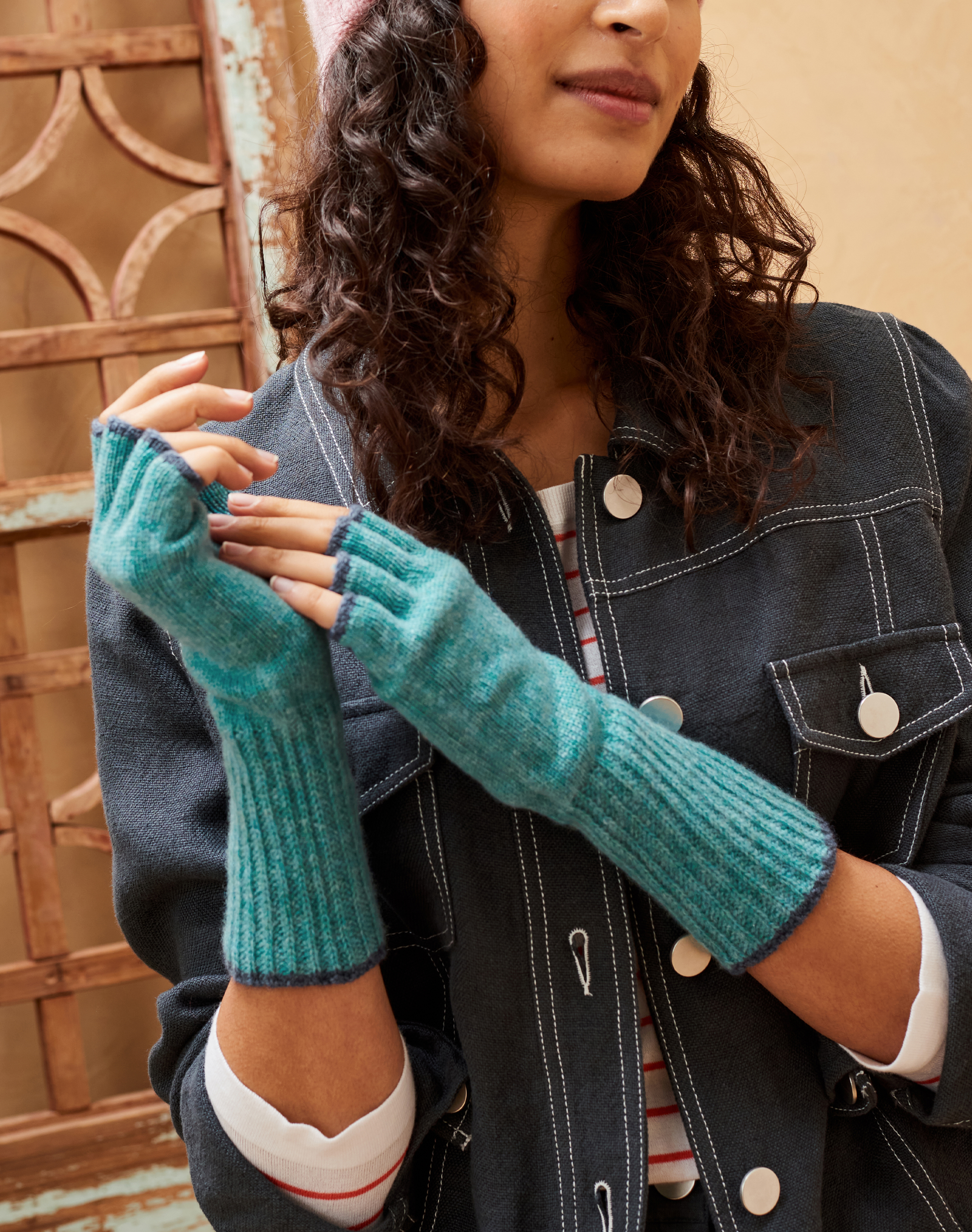 Women’s Cashmere Fingerless Gloves Ocean & indigo