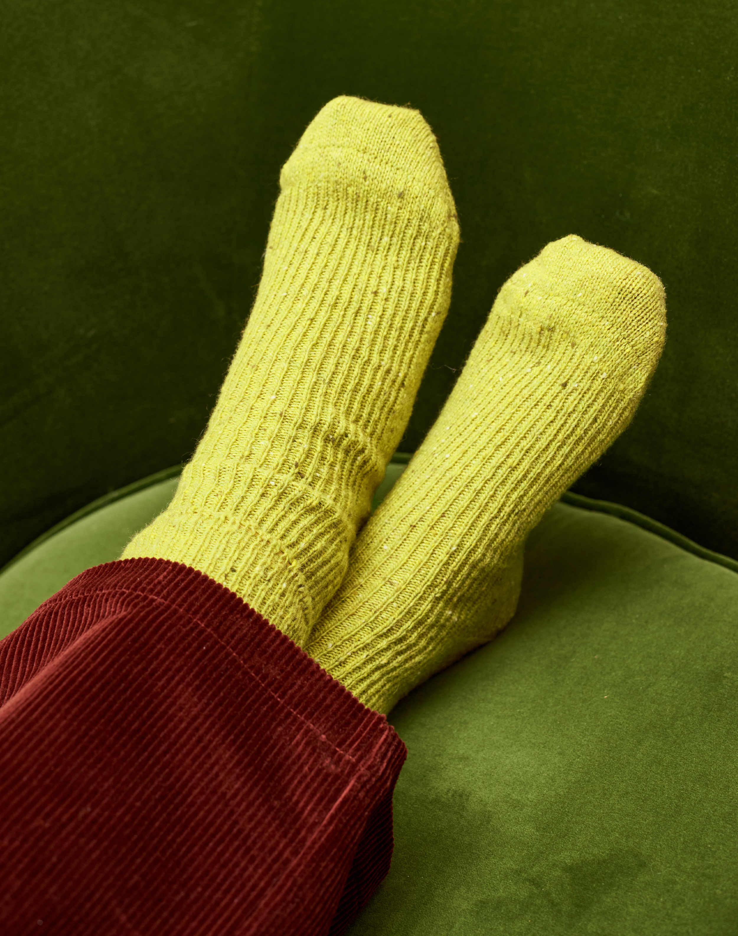 Women’s Cashmere Donegal Socks Chartreuse