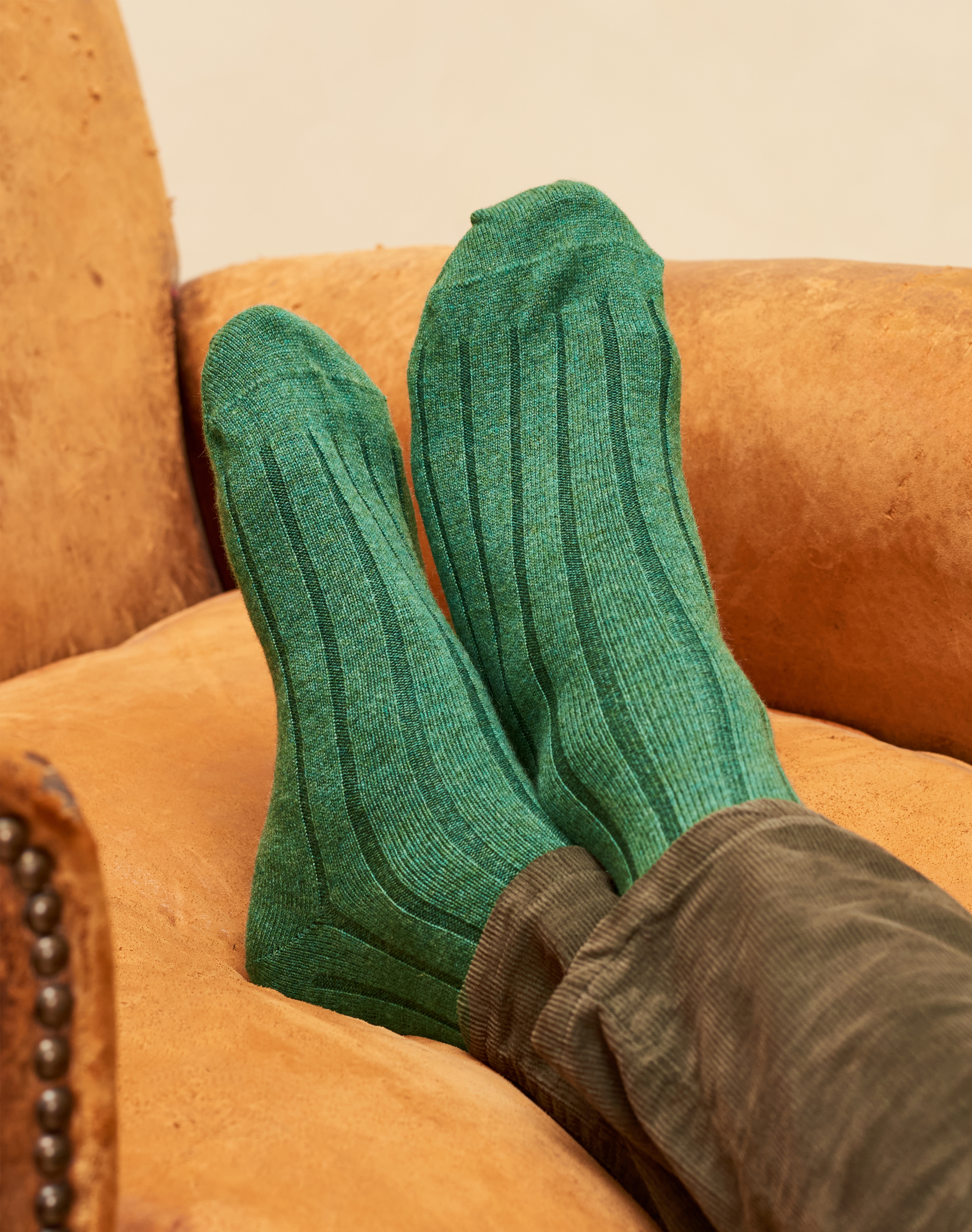 Men’s Cashmere Long Socks Leaf green