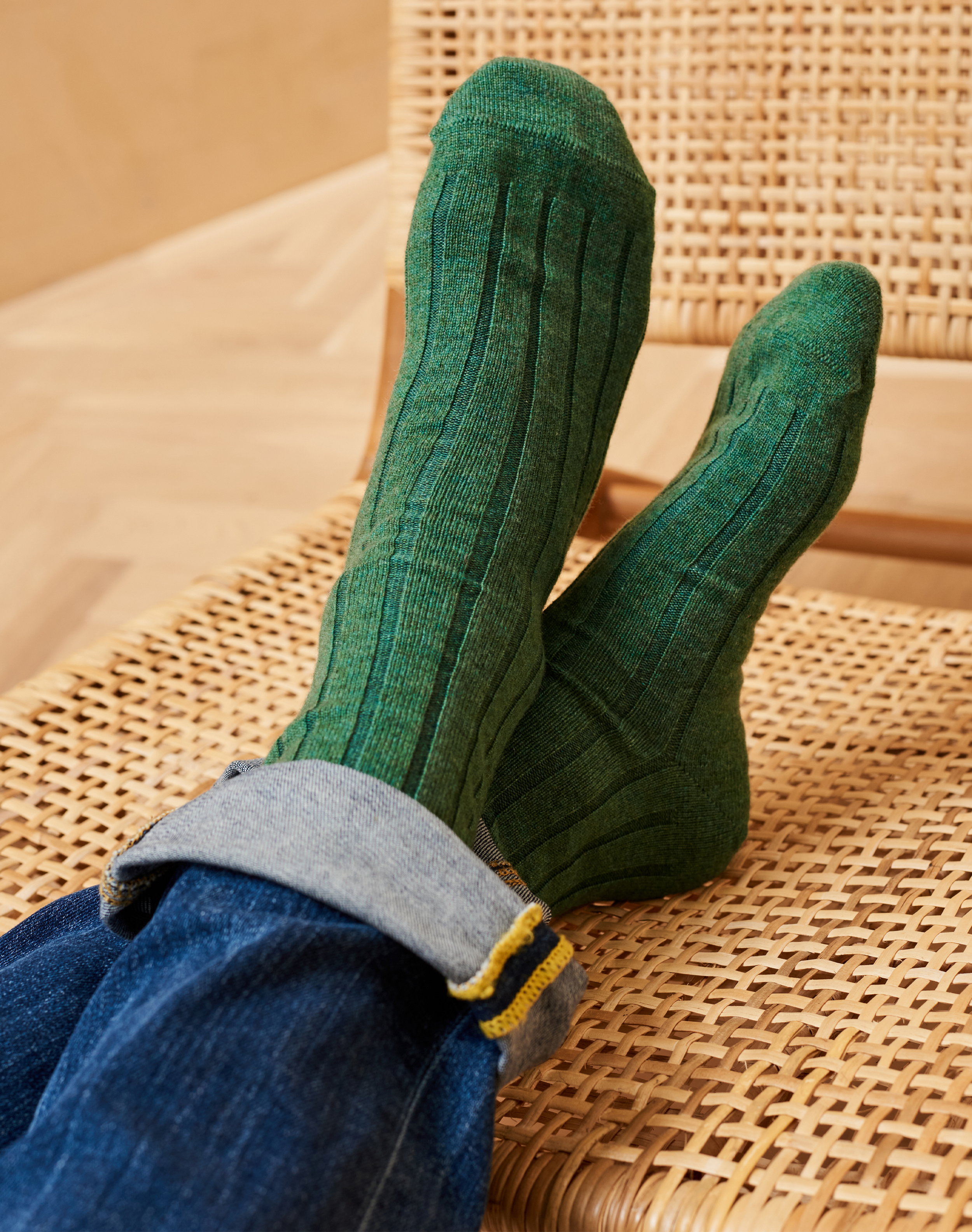 Men’s Cashmere Socks Leaf green
