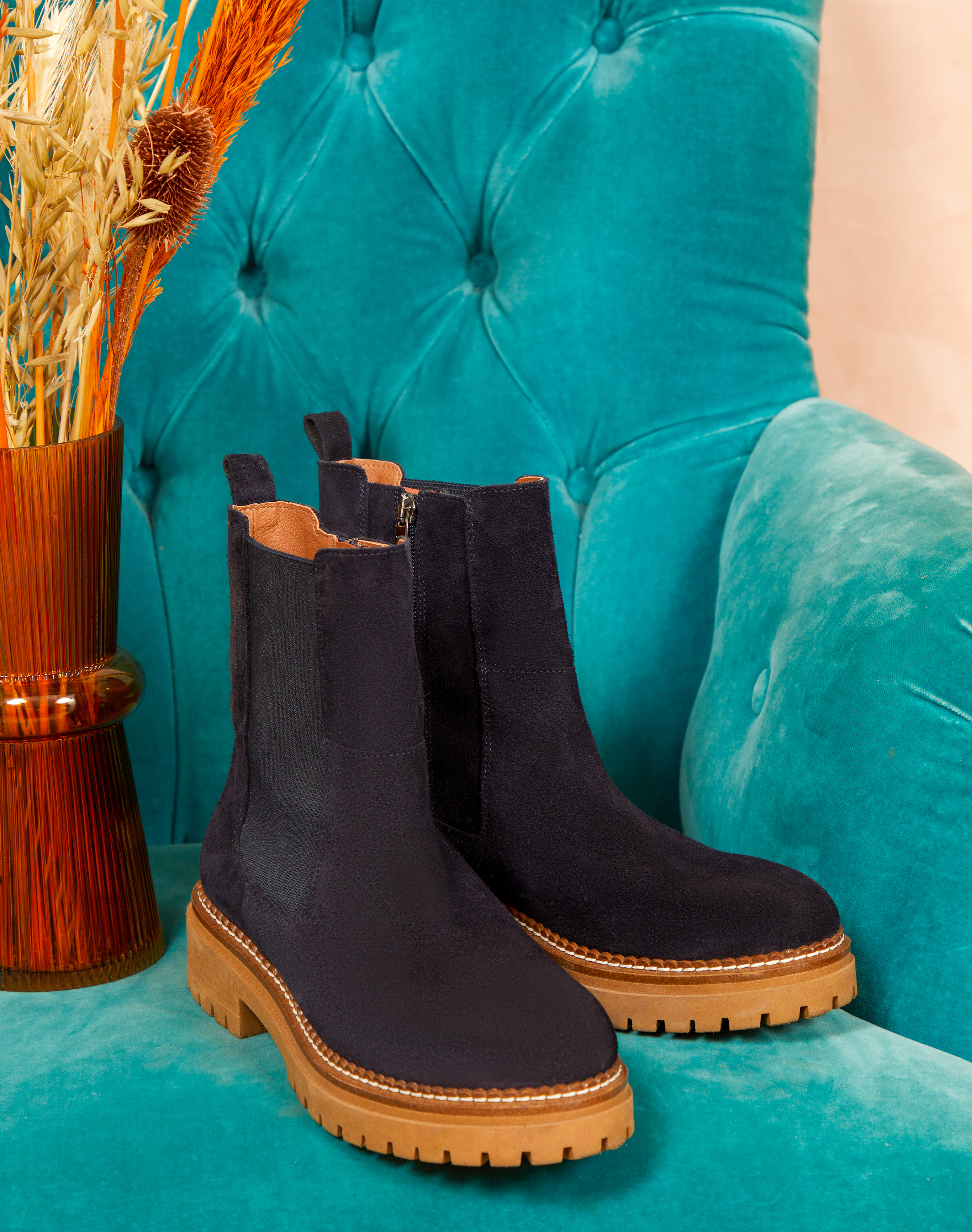 Suede Ankle Boots Midnight
