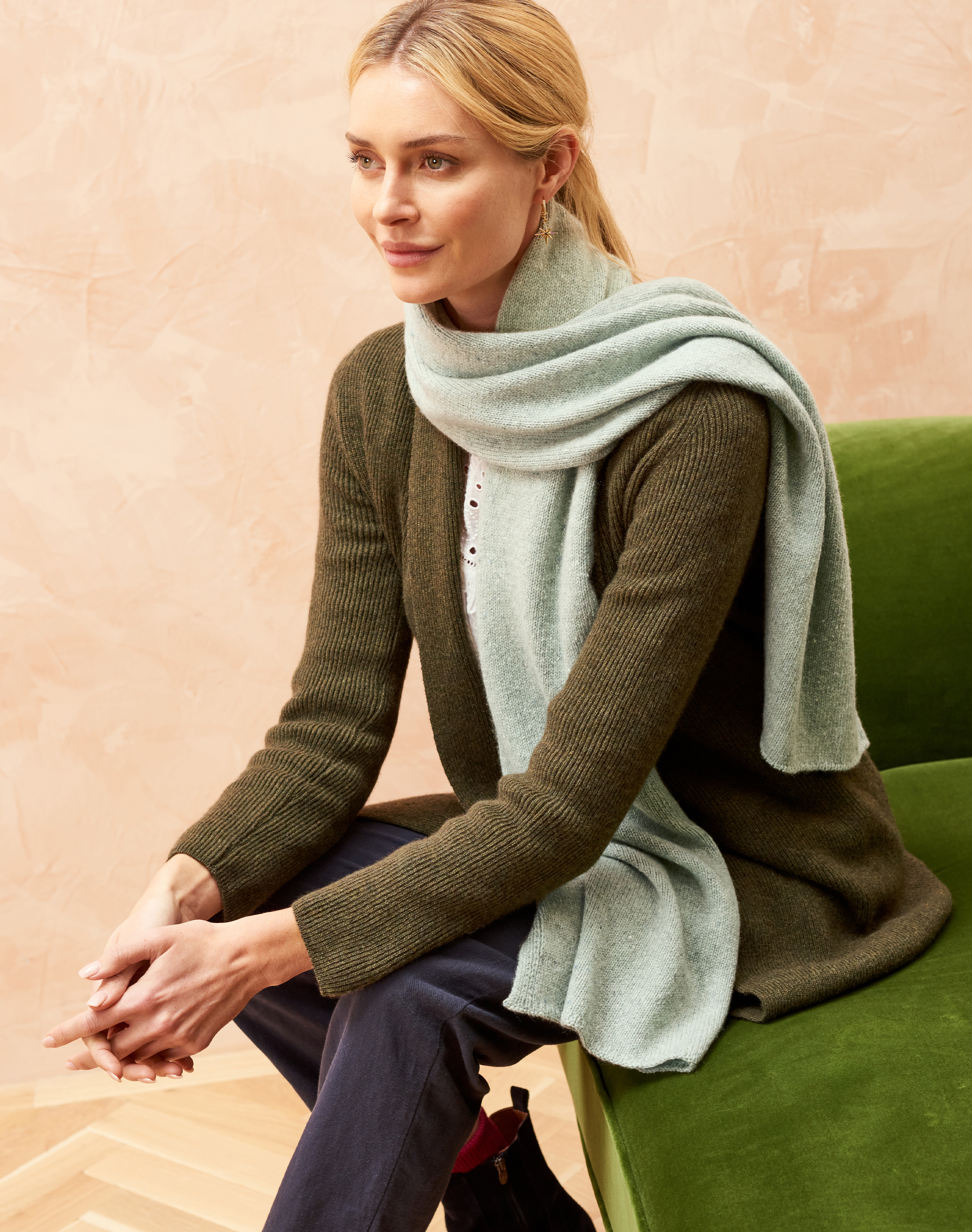 Cashmere Donegal Scarf Duck egg