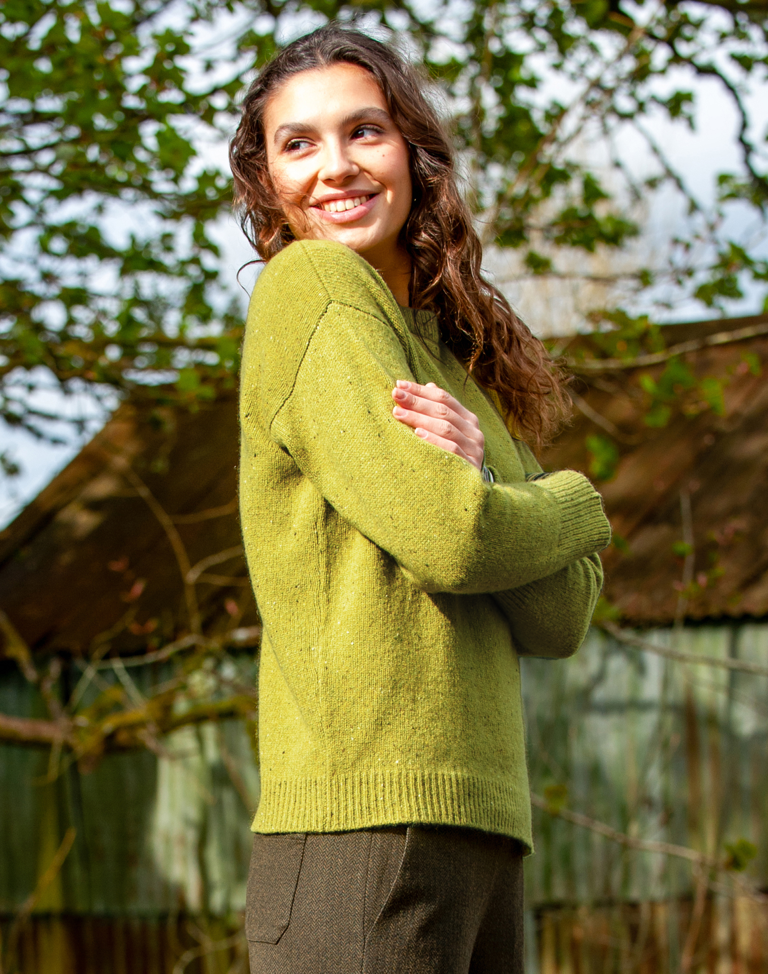 Cashmere Donegal Jumper Chartreuse