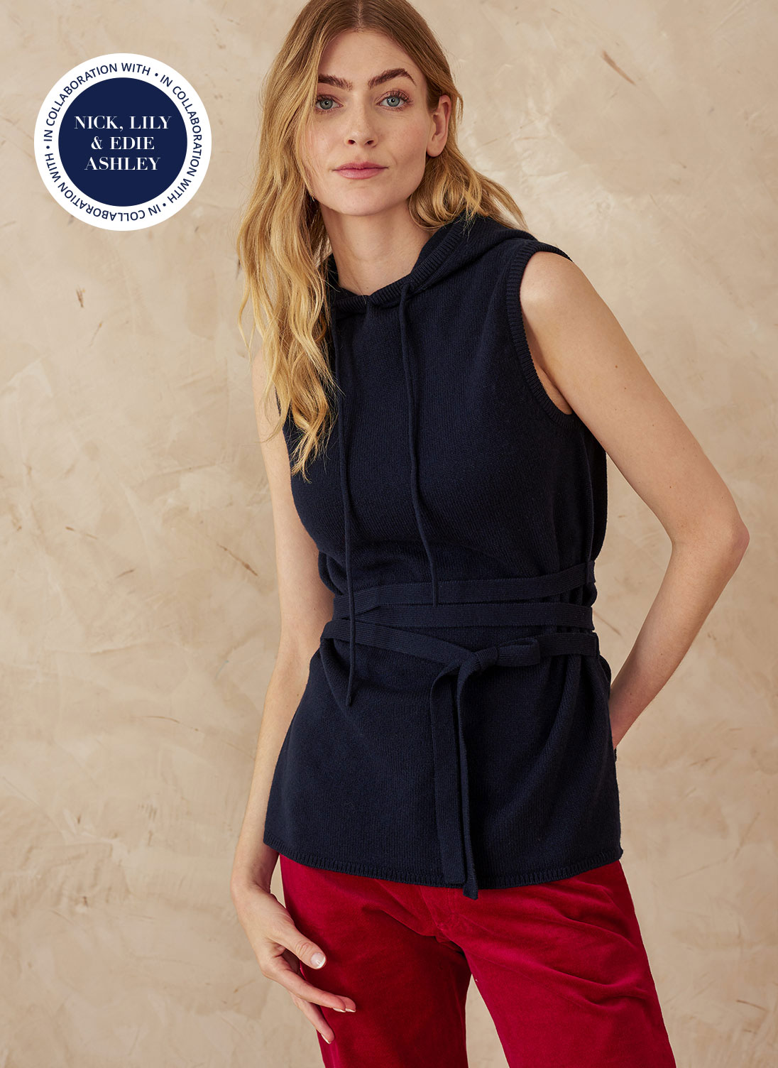 Wool & Cashmere Hooded Tank Midnight
